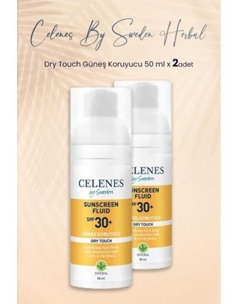Celenes Herbal Dry Touch Renksiz 30 Faktör Hassas Ciltler İçin Yüz ve Vücut Güneş Kremi 2x50 ml