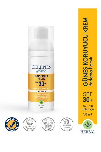 Celenes Herbal Renksiz 30 Faktör Tüm Ciltler İçin Suya Dayanıklı Güneş Kremi 50 ml