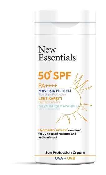 New Essentials Renksiz 50 Faktör Tüm Ciltler İçin Leke Karşıtı Yaşlanma Karşıtı Suya Dayanıklı Yüz Güneş Kremi 50 ml