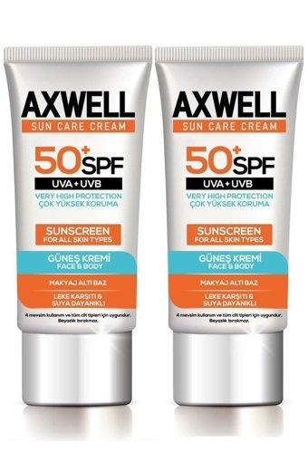 Axwell Renksiz 50 Faktör İçin Leke Karşıtı Nemlendirici Güneş Kremi 2x50 ml