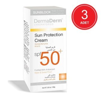 Dermaderm Renksiz 50 Faktör Tüm Ciltler İçin Leke Karşıtı Nemlendirici Yaşlanma Karşıtı Yağsız Suya Dayanıklı Vücut Güneş Kremi 100 gr