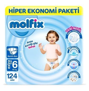 Molfix Ultra Fırsat 6 Numara Organik Bantlı Bebek Bezi 124 Adet