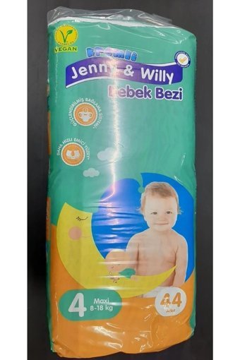 Jenny & Willy Bebek Bezi 4 Numara Organik Cırtlı Bebek Bezi 44 Adet