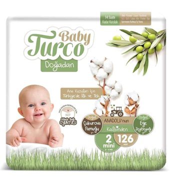 Baby Turco Doğadan 2 Numara Organik Cırtlı Bebek Bezi 126 Adet