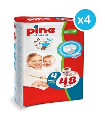 Pine Classic Maxi 4 Numara Organik Cırtlı Bebek Bezi 192 Adet