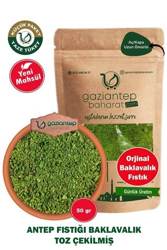 Gaziantep Baharat Boz Çiğ Gaziantep Yöresi Toz Antep Fıstığı 50 gr
