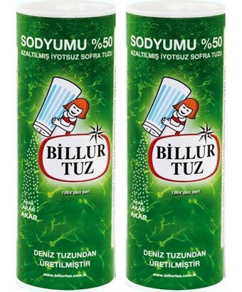 Billur Sodyum İyotsuz Toz Deniz Tuz Kutu 2x500 gr