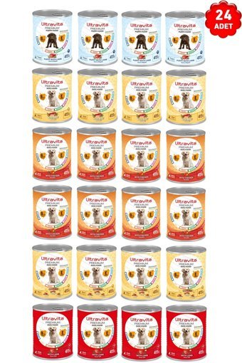 Ultravita Premium Karışık Yaş Köpek Maması 24 x 415 gr 24'lü