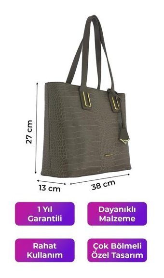 Kriste Bell Kroko 7131 Kadın Omuz Çantası Vizon