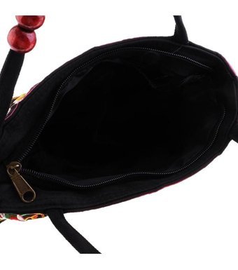 Magideal Suntek Vintage Stil Etnik Nakış EÇokRenkli2 Kadın Omuz Çantası Çok Renkli