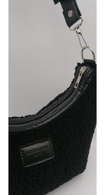 Shopiolog Kürklü Peluş Mini Urban Kadın Omuz Çantası Siyah