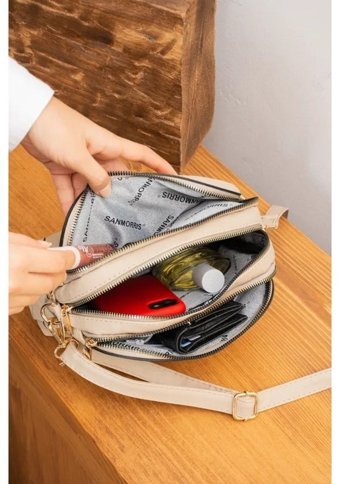 Gülşah Çaptı Bag Ayarlanabilir 4 Bölmeli Kadın Omuz Çantası Bej