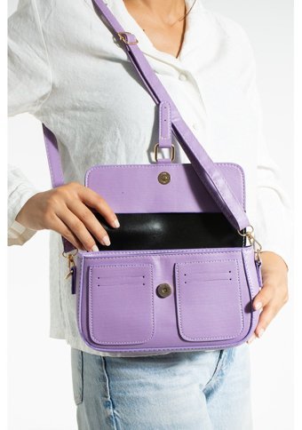 Valu Accessorize Tokalı Baget Mıknatıs Kapamalı 4 Adet Kart Kadın Omuz Çantası Lila