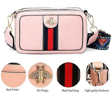 Bruce Purse Pu Deri Kamera Clucth Kadın Omuz Çantası Pembe