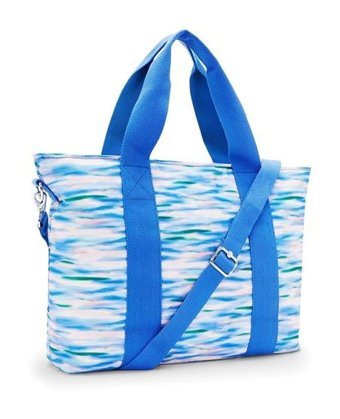Kipling Minta L Büyük Boy Desenli Dıluted Kadın Omuz Çantası Beyaz - Mavi