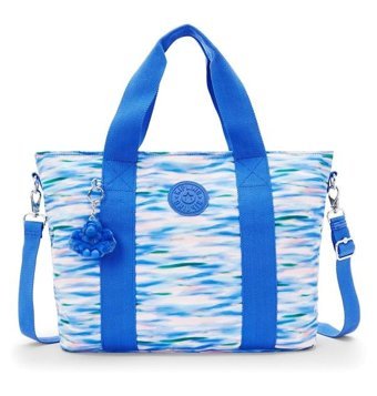 Kipling Minta L Büyük Boy Desenli Dıluted Kadın Omuz Çantası Beyaz - Mavi