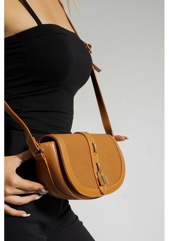 Valu Accessorize Kilit Detaylı Kadın Omuz Çantası Taba