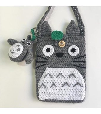 Ya Da Tasarım Totoro Ve Süsü Kadın Omuz Çantası Gri