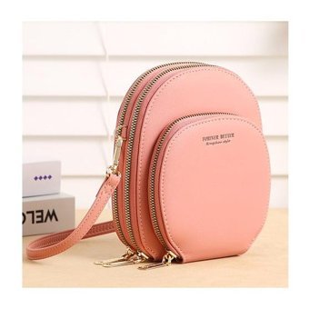 Worryfreeshopping Küçük Messenger Pu Büyük Kapasiteli Kadın Omuz Çantası Pembe