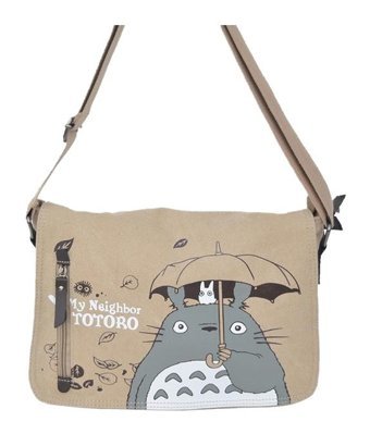 Jzcat Anime Totoro Tomb Raider Pamuk Yıkanmış Kanvas Kadın Omuz Çantası Gri