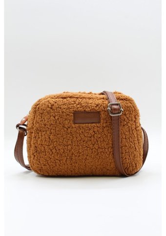 Nothing Kürklü Peluş Mini Urban Kadın Omuz Çantası Taba
