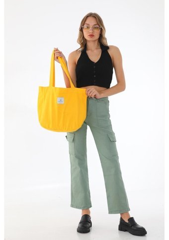 Berymood Kumaş Bez Tote Bag Kanvas Iş Spor Kadın Omuz Çantası Sarı