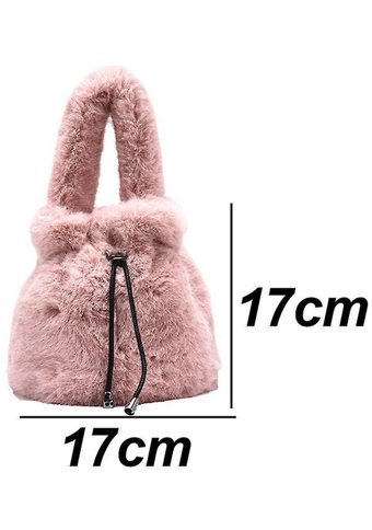 Alibee Kış Yeni Moda Kova Kurdele Basit DiyagonalKadın Omuz Çantası Pembe