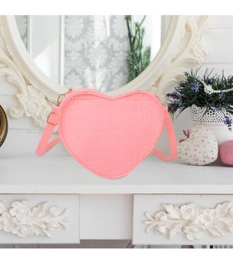 Magideal Suntek Kalp Şık Fermuar Kapatma Kadın Omuz Çantası Pembe