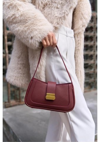 Gülşah Çaptı Bag Kısa Kadın Omuz Çantası Bordo