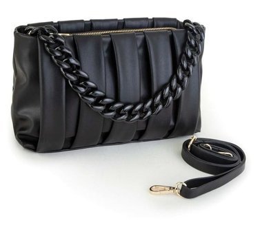 Çlk Accessories Zincirli Soft Büzgü Deri Tr1218 Kadın Omuz Çantası Siyah