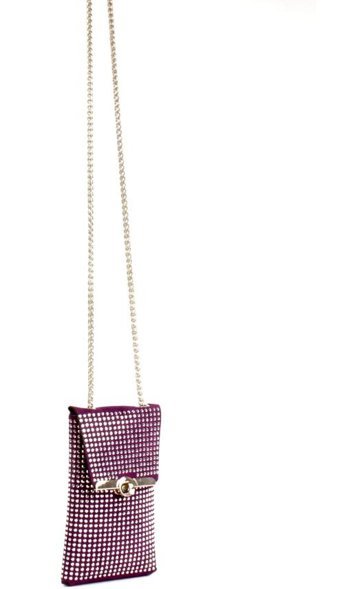 Luwwe Bag'S Taşlı Zincir Süet Doku Kilit Kapak 10772 Kadın Omuz Çantası Mor