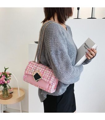 Jolita Popüler Kore Tarzı Zincir Kadın Omuz Çantası Pembe