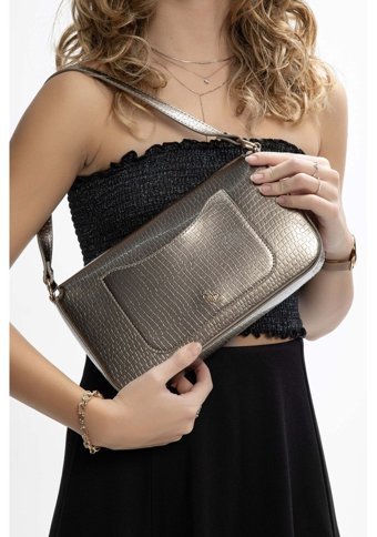 Tamer Tanca Vegan 1003 1505 Bn Sk2324 Pewter Fsly Kadın Omuz Çantası Antrasit