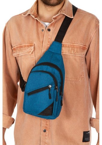 Kindfox Suya Dayanıklı Kumaş Unisex BodybagM Kadın Omuz Çantası Mavi