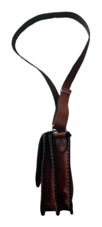 Lnleather Deri Elişçiliği Butiküretim Dişli Kadın Omuz Çantası Kahverengi