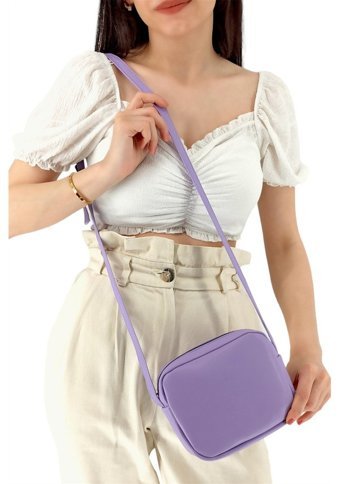Çlk Accessories Küçük Kare Kadın Omuz Çantası Mor