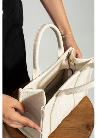 Valu Accessorize Tote Fermuarlı Kadın Omuz Çantası Krem