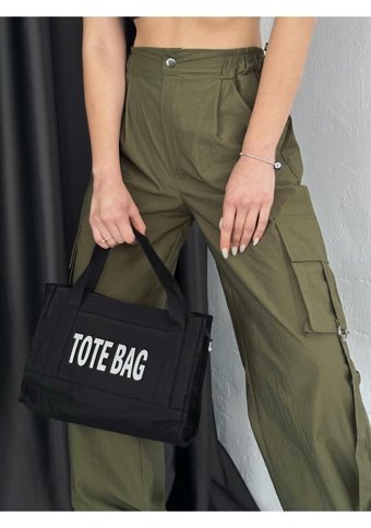 Takmoda Kanvas Kumaş Totebag Kadın Omuz Çantası Siyah