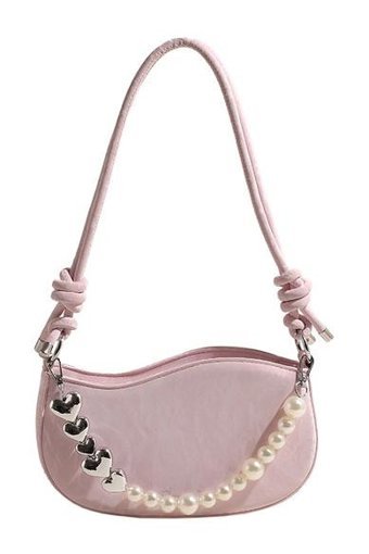 Aolan Çok Yönlü Moda İnci Zincirli Kadın Omuz Çantası Pembe