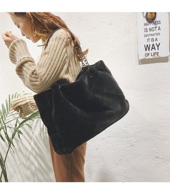 Worryfreeshopping Xcj Peluş Kadın Omuz Çantası Gri