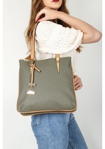 Byhakan Nas Bag741 Gofraj Kadın Omuz Çantası Camel - Yeşil
