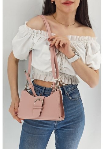 Çlk Accessories Önden Kemerli Baget Kadın Omuz Çantası Pembe