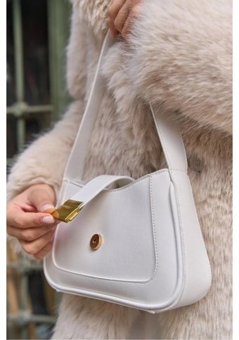 Gülşah Çaptı Bag Kısa Kadın Omuz Çantası Beyaz