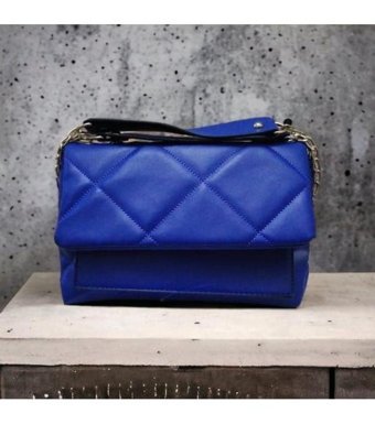 Kayes Bag Kayes Kapitone Zincir Baget Kadın Omuz Çantası Mavi
