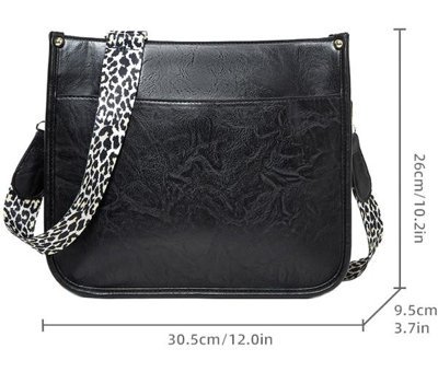 Sones 013 Leopar Pu Deri Su Geçirmez Tote Kadın Omuz Çantası Siyah