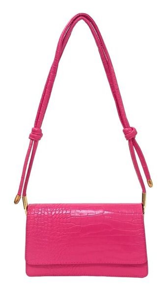 Çlk Accessories 2 Bölmeli Krokodil Vintage Kadın Omuz Çantası Pembe