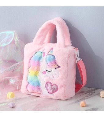 Jzcat Unicorn Karikatür Omuz Peluş Kadın Omuz Çantası Pembe