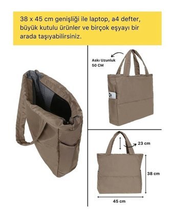 Çanta Sepetim Puf Kumaş Kabartmalı Kadın Omuz Çantası Bej
