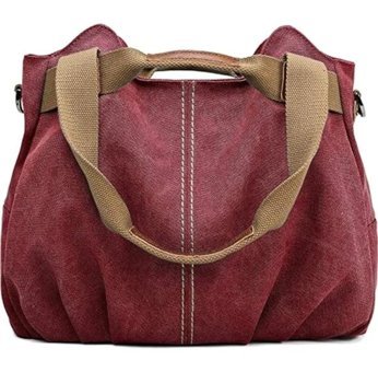 Jzcat Moda Akıllı Kanvas Tote Kadın Omuz Çantası Mırmızı