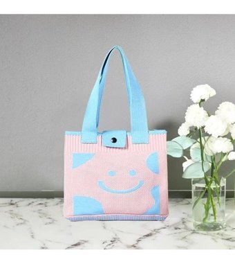 Worryfreeshopping Lbw Modası Örme Puantiyeli Kadın Omuz Çantası Beyaz - Yeşil